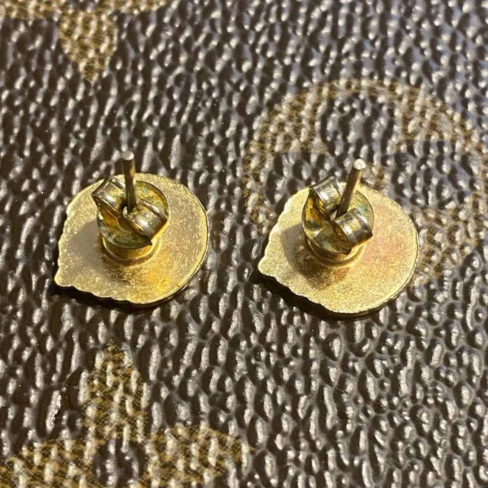 Vintage small stud earrings multi-colored cloisonné enamel 1980’s